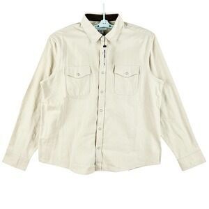 NWT William Rast Men's Tan Shirt Size XXL Snap Button Pockets Collar Long Sleeve